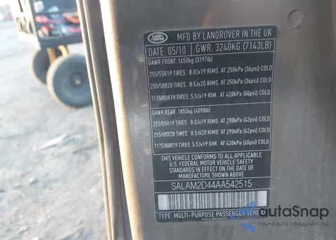 2010 Land Rover Lr4 z USA, uszkodzony, nr VIN SALAM2D44AA542515